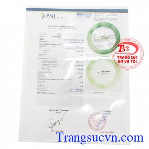 Giấy kiểm định Vòng tay nữ ngọc cẩm thạch TSVN