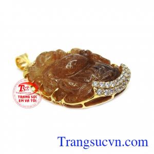 Mặt phật Di lặc thạch anh tóc phát tài