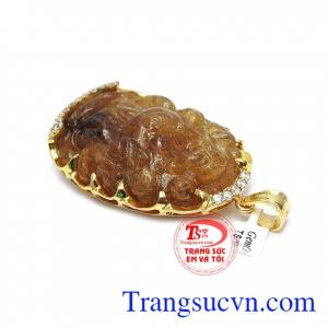 Mặt phật Di lặc thạch anh tóc phát tài