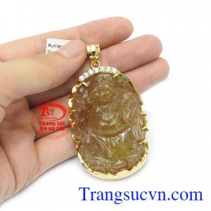 Mặt phật Di lặc thạch anh tóc bình an