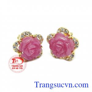 Hoa tai ruby bông hồng rạng rỡ