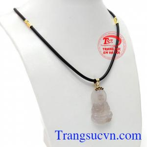 Bộ trang sức phật bà đá mã não đẹp bao gồm mặt dây đá mã não thiên nhiên và dây cao su bọc vàng cá tính