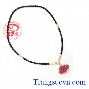 Bộ Dây Chuyền Ruby Bình An vàng 14k bền đẹp
