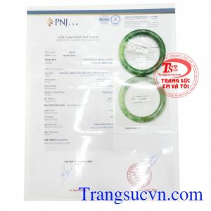 Giấy kiểm định Vòng Cẩm Thạch Thiên Nhiên Phát Lộc