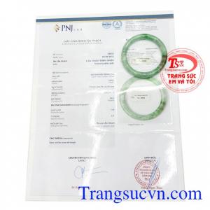 Giấy kiểm định Vòng Cẩm Thạch Cát Tường