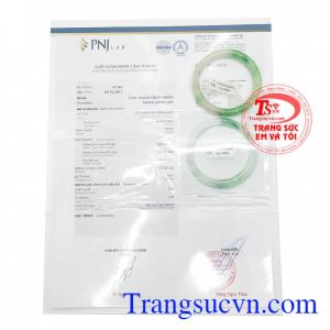 Giấy kiểm định Vòng Ngọc Cẩm Thạch Bình An