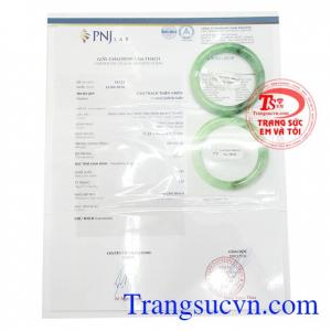 Giấy kiểm định Vòng Ngọc Cẩm Thạch Phong Thủy