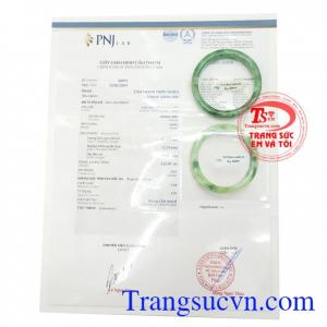 Giấy kiểm định Vòng Ngọc Cẩm Thạch Thịnh Vượng