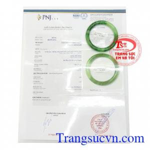 Giấy kiểm định Vòng Ngọc Cẩm Thạch Cát Khí