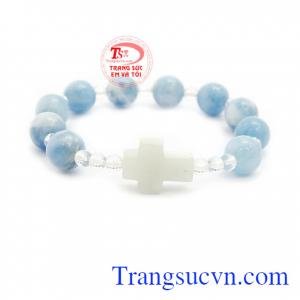 Chuỗi vòng công giáo aquamarine là sản phẩm đá quý thiên nhiên