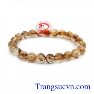 Chuỗi vòng Thạch anh tóc nâu vàng là sản phẩm thạch anh tóc thiên nhiên mang lại may mắn, sức khỏe cho người đeo