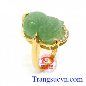 Nhẫn nữ vàng 10k gắn Tỳ hưu tài lộc