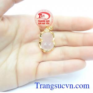 Mặt dây chuyền Tỳ hưu Thạch anh hồng bọc vàng tinh tế