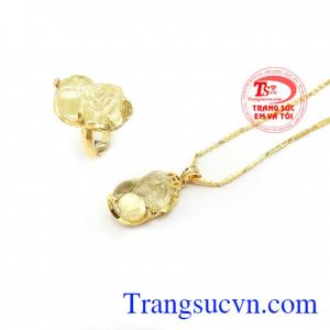 Bộ trang sức thạch anh vàng sang trọng vàng 10k sang trọng