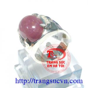 Nhẫn bạc ruby thiên nhiên