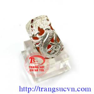 Nhẫn mã não bọc bạc