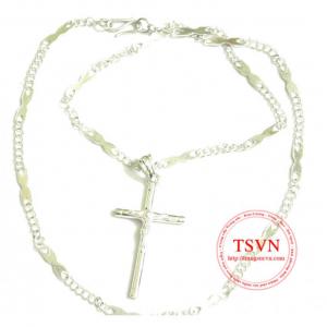Dây Bạc + Cây Thánh Giá (chạm khắc)