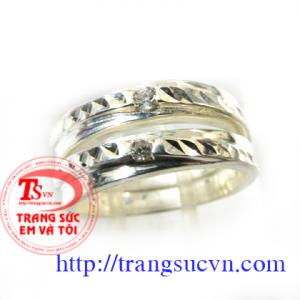 Nhẫn đôi bạc đá