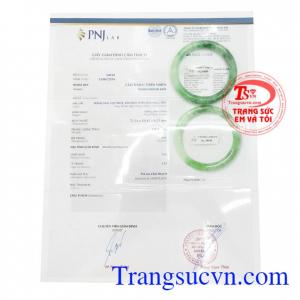 Giấy kiểm định Vòng ngọc vân đậu xanh