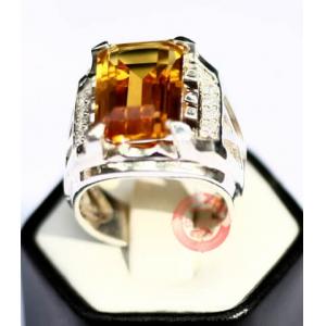 Nhẫn bạc gắn citrine nam tính