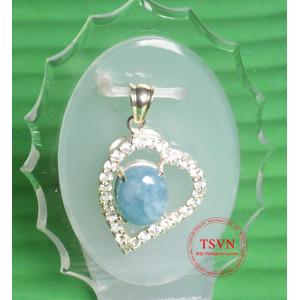 Mặt dây gắn đá aquamarin 1