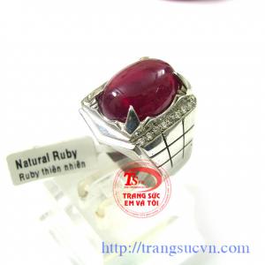 Nhẫn bạc đá ruby