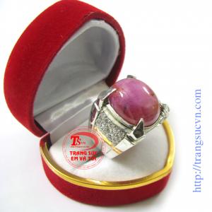 Nhẫn ruby bạc xi vàng