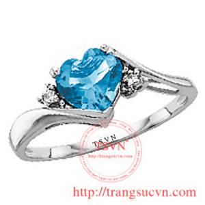 Nhẫn nữ topaz hình tim