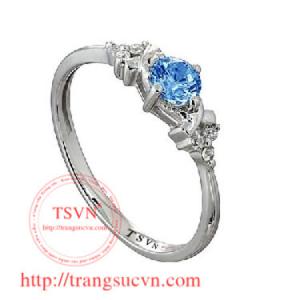 Nhẫn nữ bạc topaz xanh