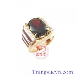 Nhẫn nam garnet thiên nhiên