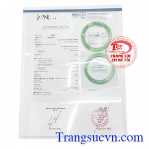 Giấy kiểm định Vòng cẩm thạch tự nhiên