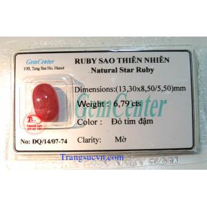 Đá Ruby sao thiên nhiên oval