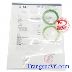 Giấy kiểm định Vòng Ngọc Cẩm Thạch TN