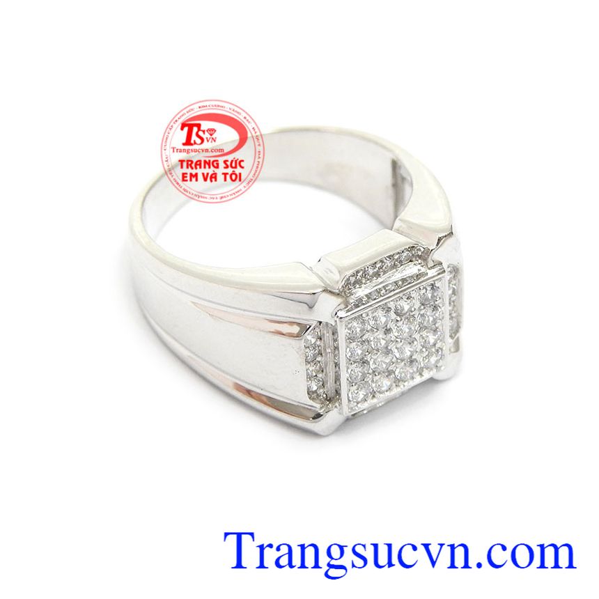 Nhẫn vàng trắng nam tinh tế món đồ trang sức không thể thiếu của phái mạnh