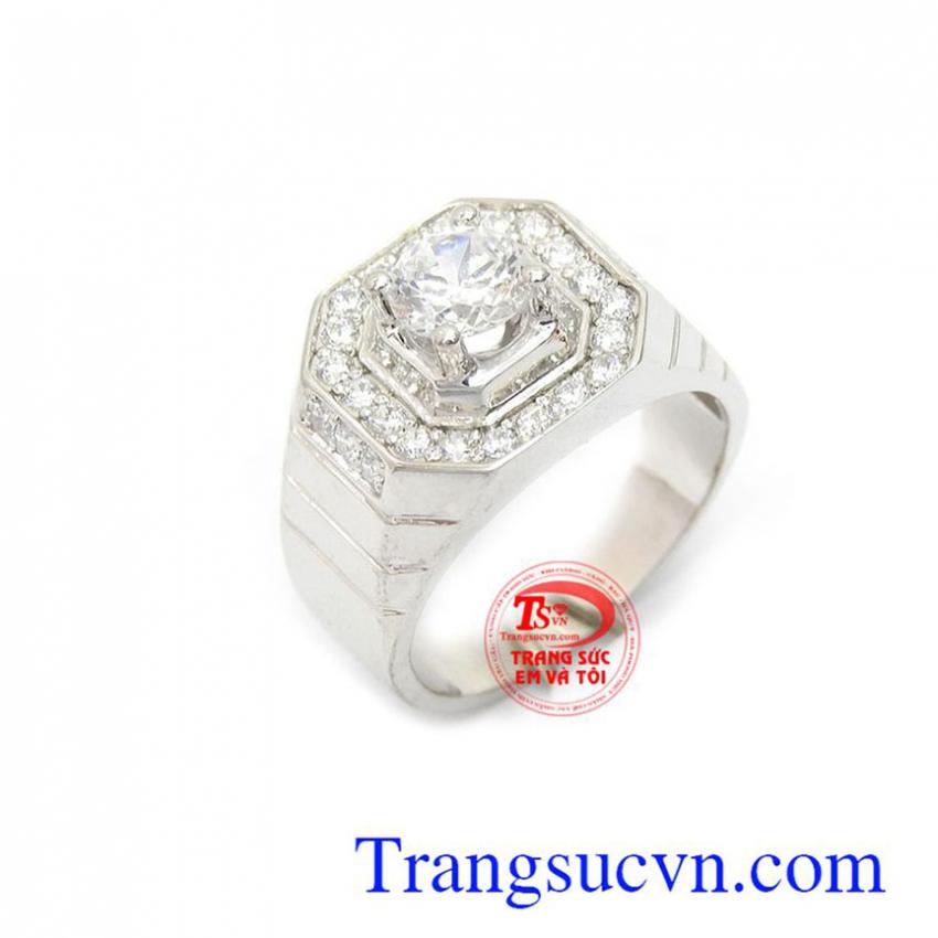 Nhẫn vàng trắng nam sang trọng
