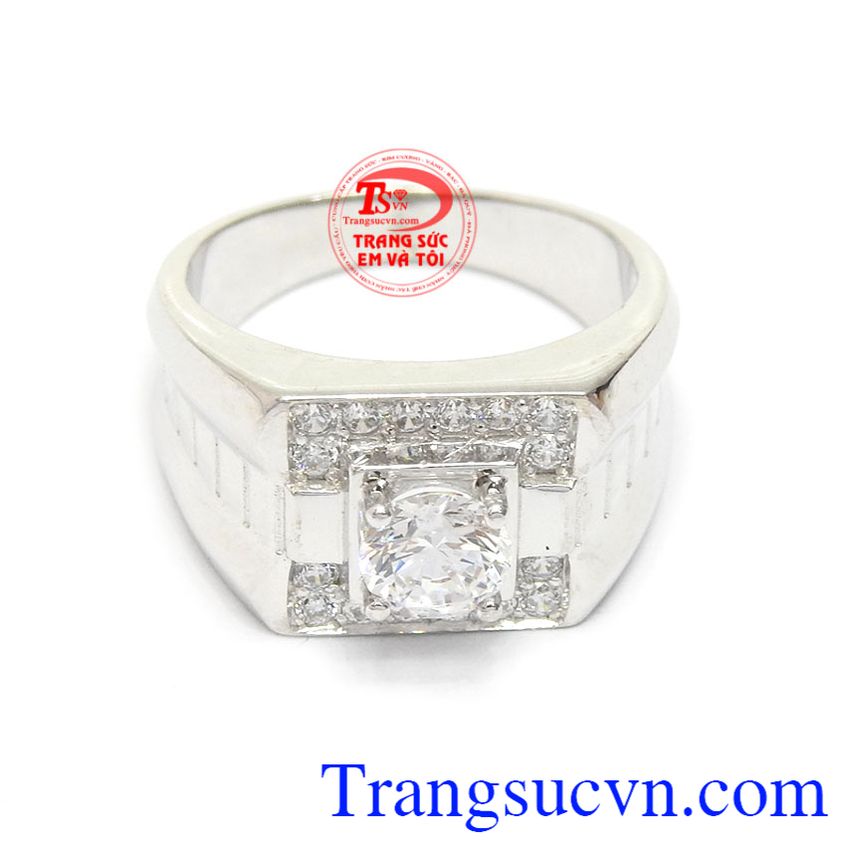 Nhẫn nam vàng trắng 10k phong cách là món quà sinh nhật ý nghĩa dành tặng bạn nam, giao hàng nhanh trên toàn quốc