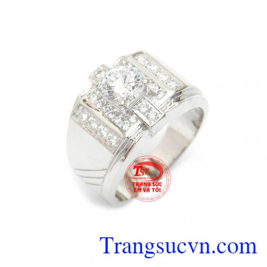 Nhẫn vàng trắng nam độc đáo