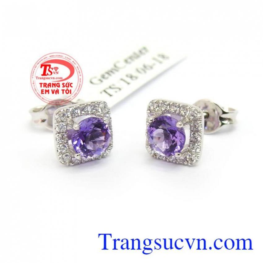 Hoa Tai Thạch Anh Tím Bình An