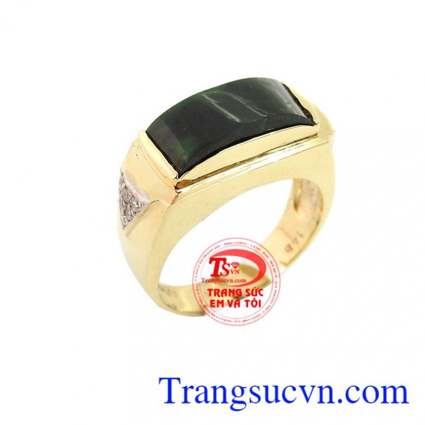 Nhẫn nam ngọc đại cát 14k