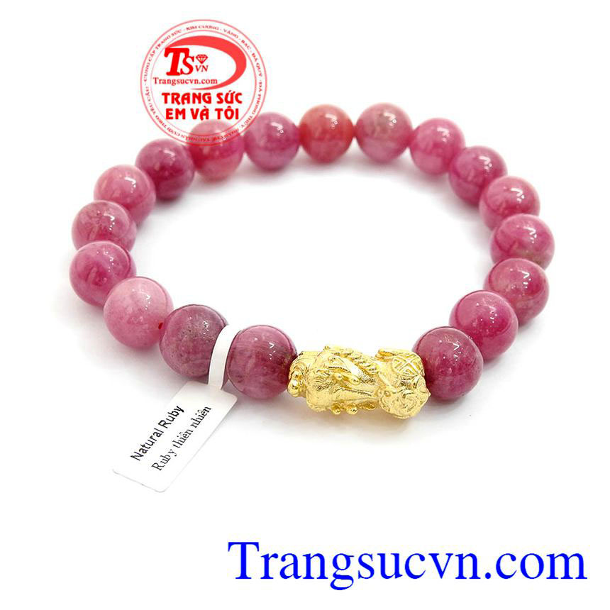 Chuỗi tay ruby tỳ hưu vàng là sản phẩm ruby thiên nhiên, sản phẩm đẹp là món quà ý nghĩa dành tặng phái đẹp
