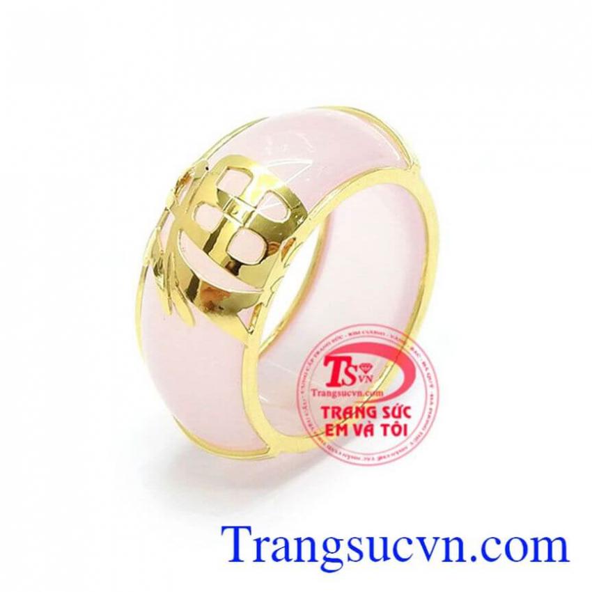 Nhẫn Mã Não Bọc Vàng Bình An