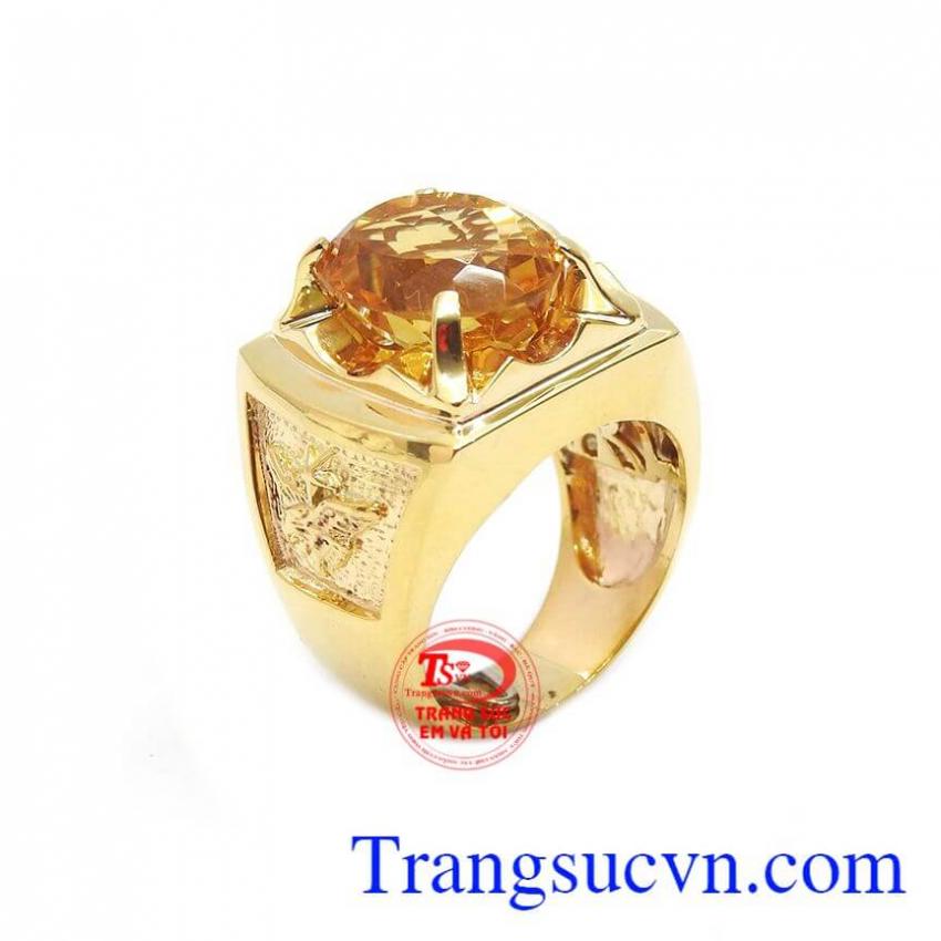 Nhẫn thạch anh vàng đại bàng