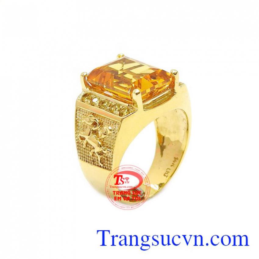 Nhẫn nam thạch anh vàng mệnh kim