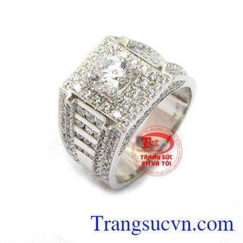 Nhẫn nam vàng trắng 14k