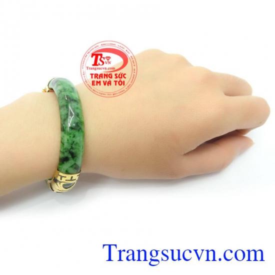 Vòng Phỉ Thúy Bọc Vàng Thịnh Vượng ngọc Phỉ thúy bọc vàng 14k bền đẹp, chất lượng