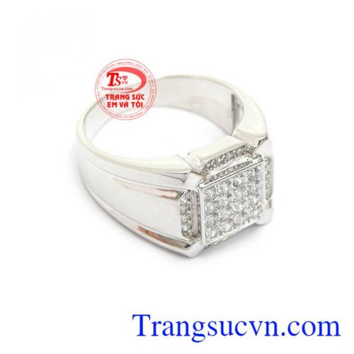 Nhẫn vàng trắng nam tinh tế món đồ trang sức không thể thiếu của phái mạnh
