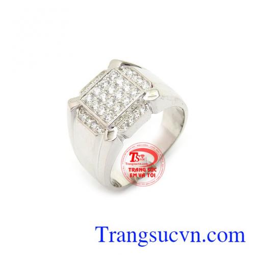 Nhẫn vàng trắng nam tinh tế là sản phẩm nhẫn nam thời trang, sang trọng