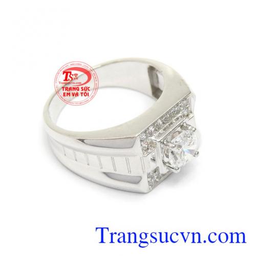 Nhẫn nam vàng trắng 10k phong cách là sản phẩm đẹp thời trang và phòng cách