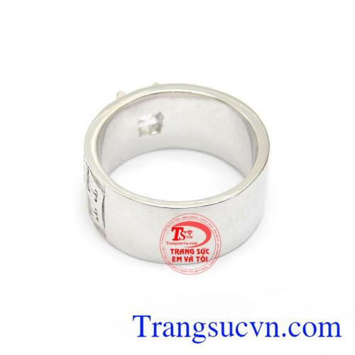  Nhẫn nam vàng trắng 10k đẹp được gắn nhiều đá nhỏ sáng lấp lánh, sản phẩm nhẫn nam bền đẹp
