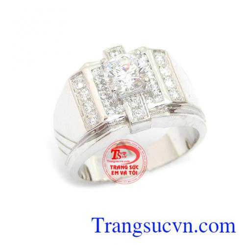 Nhẫn vàng trắng nam độc đáo là sản phẩm kiểu dáng sang trọng, tinh tế